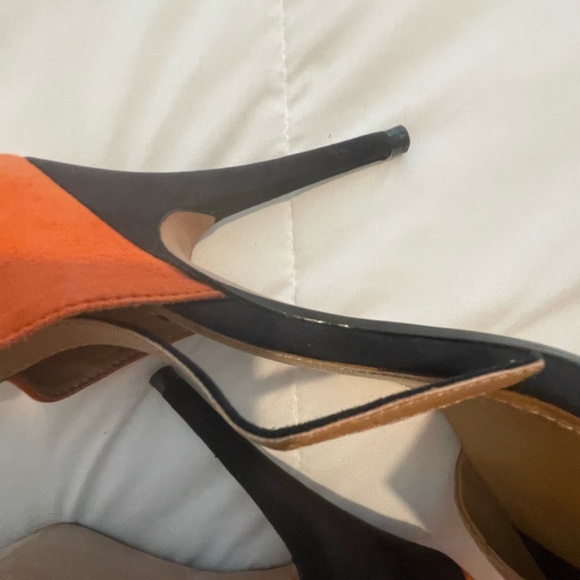 ZARA Collection by Basic black, tan and orange suede open toed heels 6.5 - Picture 2 of 5